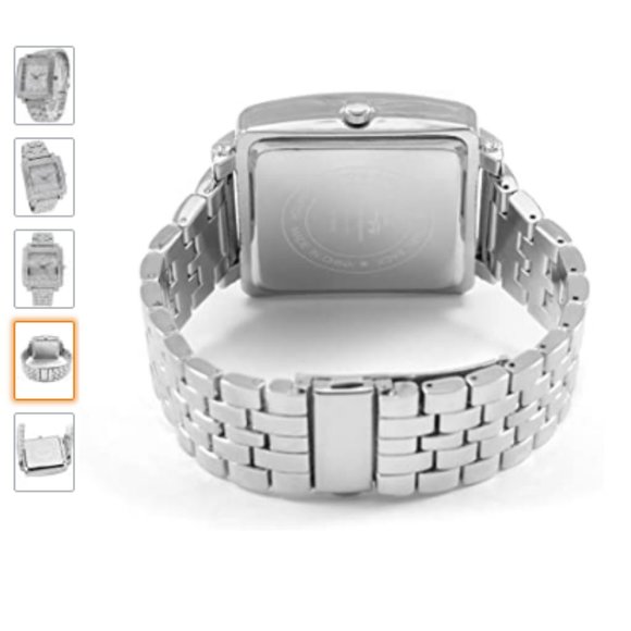 EXCLUSIVECB LUXURY SILVER TONED DETAILED BLING UNISEX WATCH - Picture 4 of 5